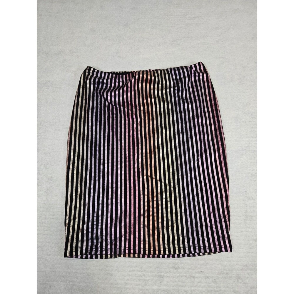 Women's XL Fashion Nova Tatianna Stretch Multicolor Striped Metallic Mini Skirt